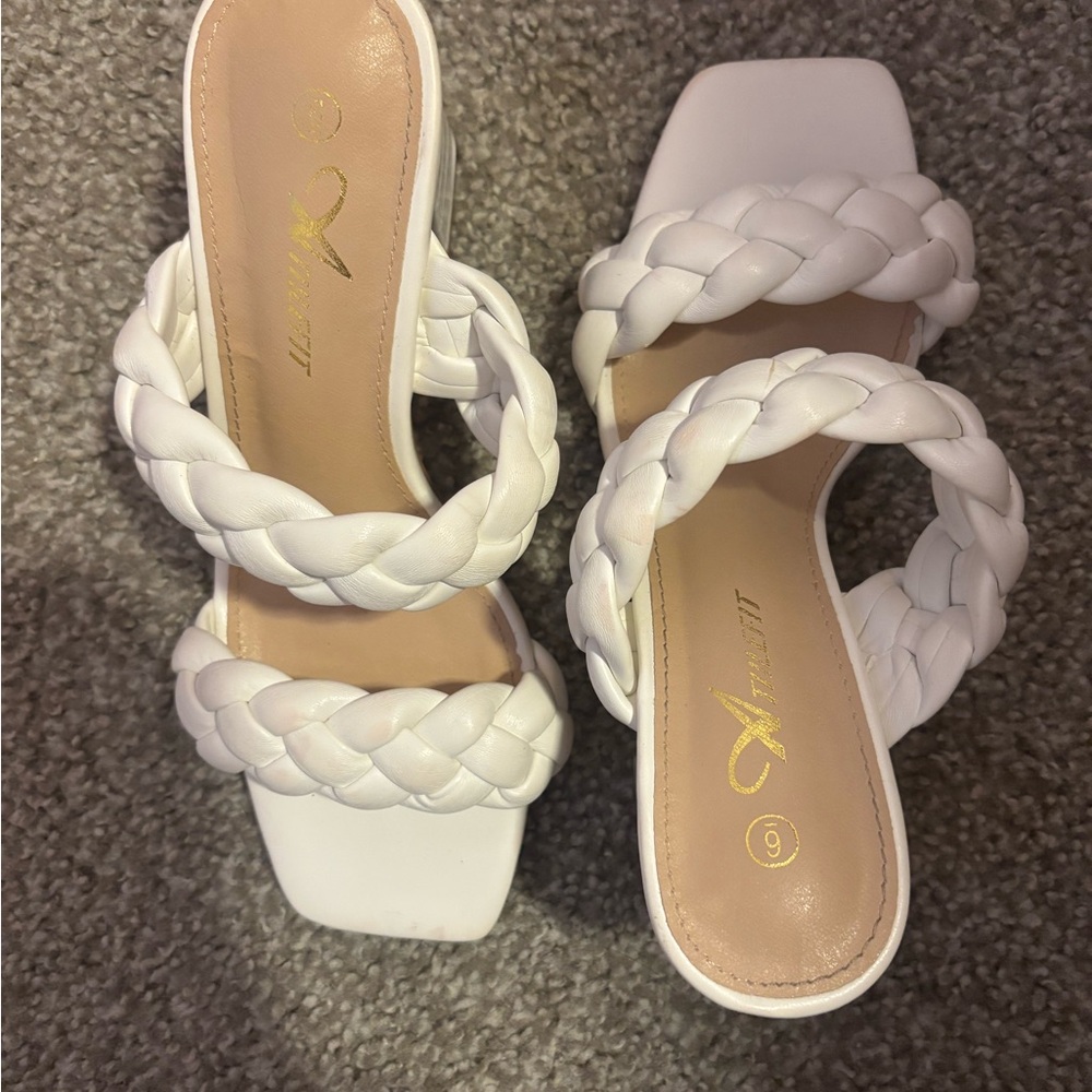 Women's White Braided Sandals
